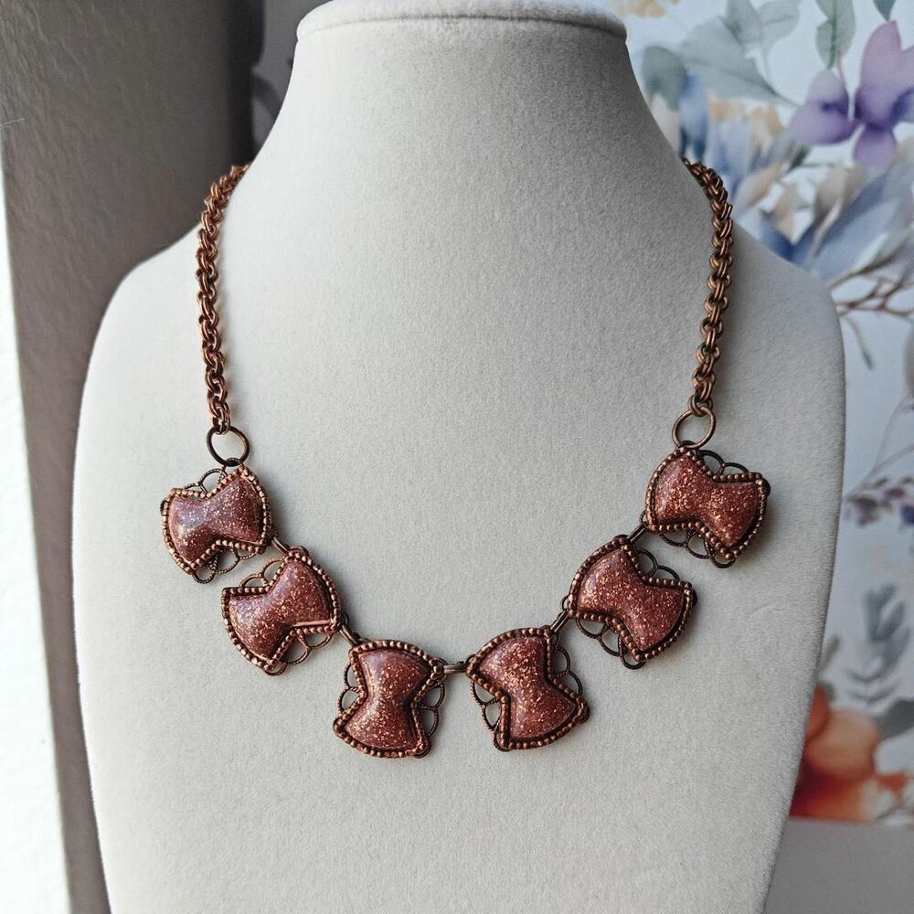 Vintage lucite acrylic and glitter copper necklace